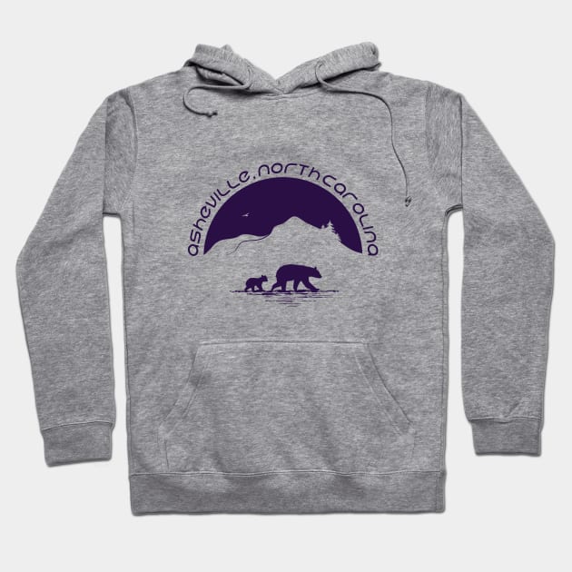 Momma Black Bear & Cubs - Asheville, NC - Purple 11 Hoodie by AVL Merch